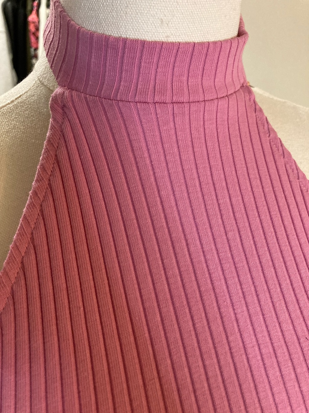 Zara Pink Ribbed Halter Mini Dress - Picture 2 of 6